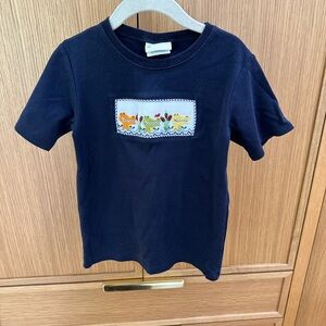 Zuccini Navy Blue Kids Shirt with smocked Alligators Patch, Size 3T